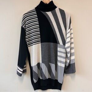 United Colors Of Benetton Wool Blend Colorblock Knit Turtleneck Sweater